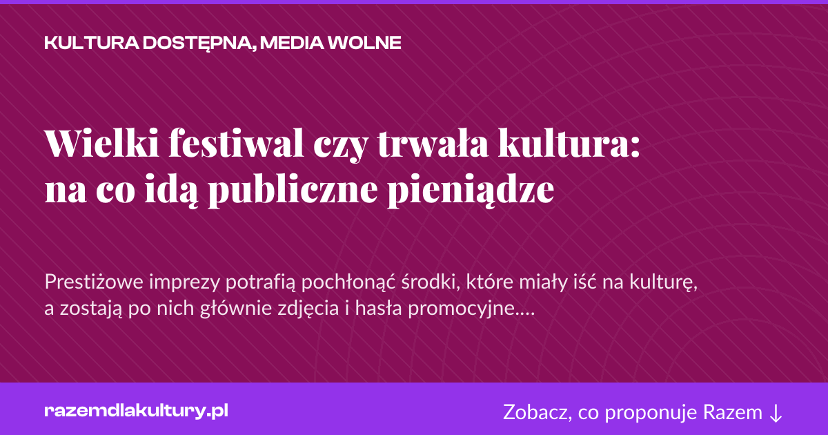Karta social do udostępnienia: Wielki festiwal czy trwała kultura: na co idą publiczne pieniądze