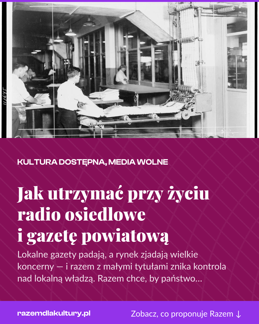 Grafika pionowa do udostępnienia: Jak utrzymać przy życiu radio osiedlowe i gazetę powiatową