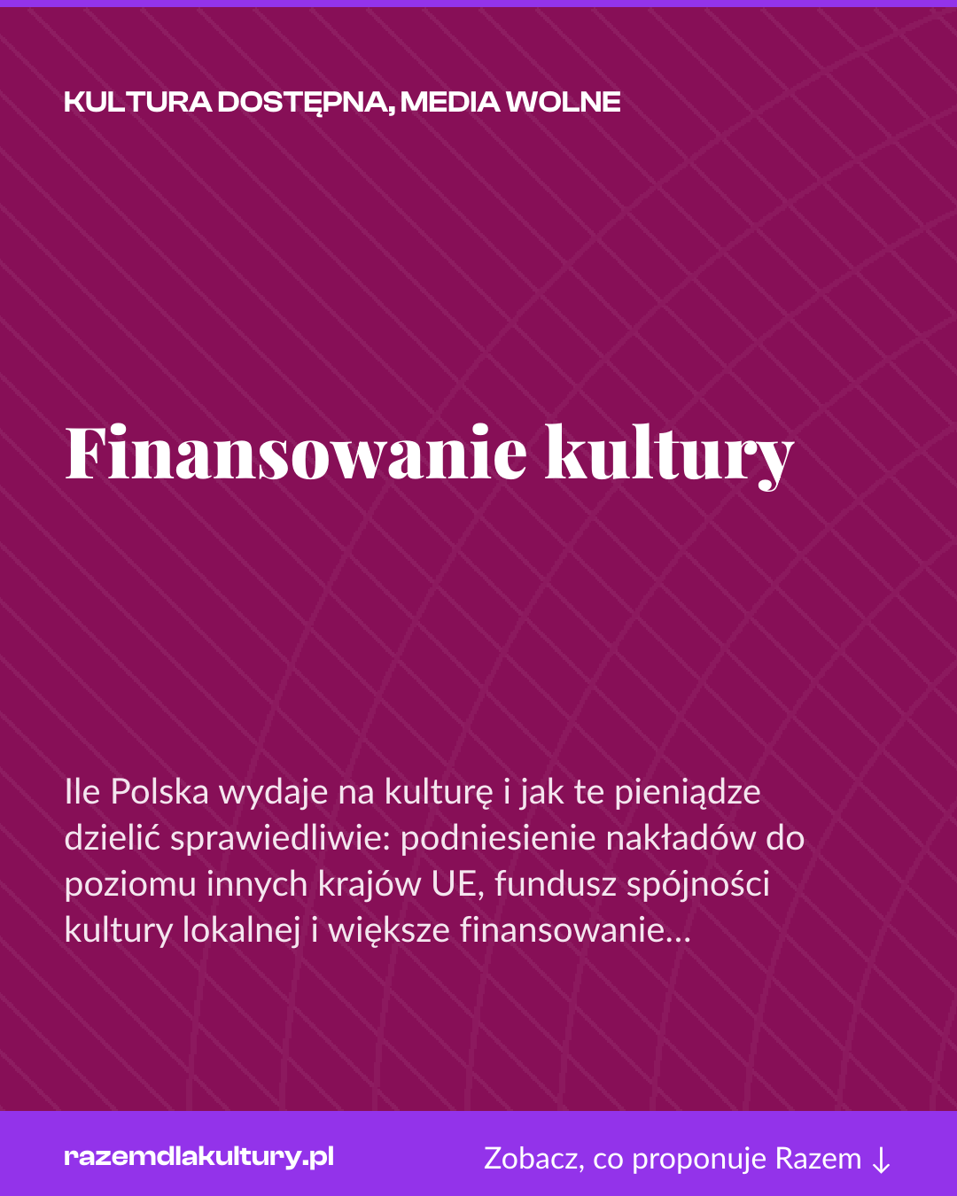 Grafika pionowa do udostępnienia: Finansowanie kultury